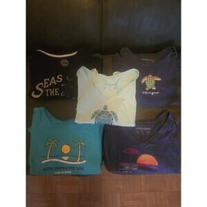 Life Is Good Crusher Shirt Lot of 5 Women Large Crop Beach theme Short Sleeve